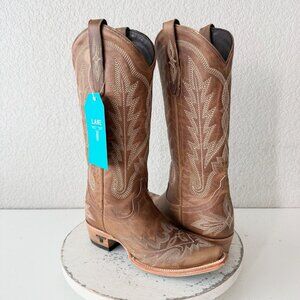 Lane LEXINGTON Womens Cowboy Boots Size 5.5 Brown Western Cowgirl Mid Calf Tall
